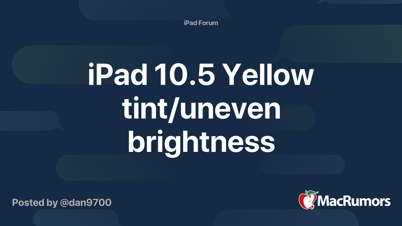 iPad 10.5 Yellow tint/uneven brightness MacRumors Forums