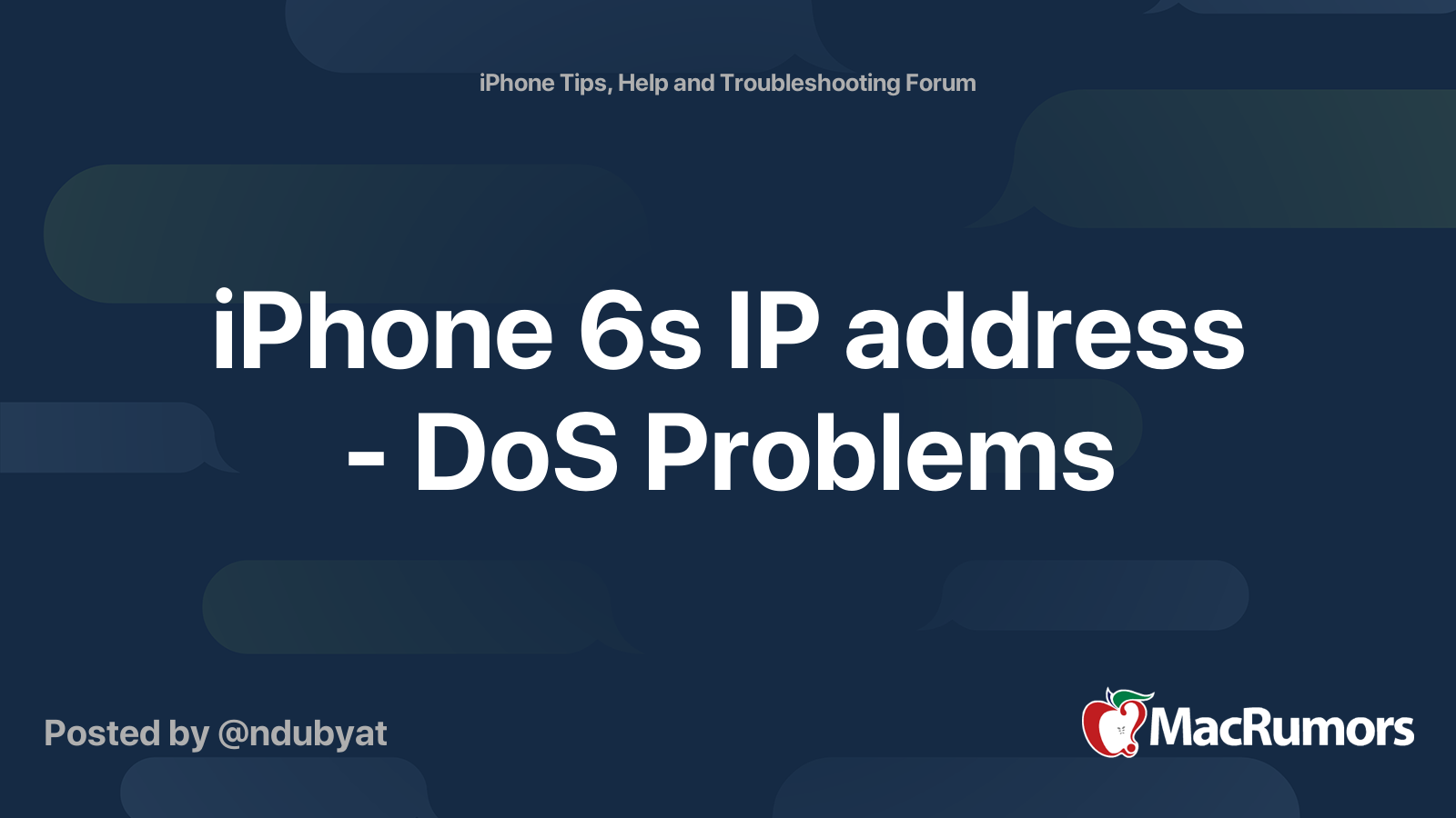 Iphone 6s Ip Address Dos Problems Macrumors Forums