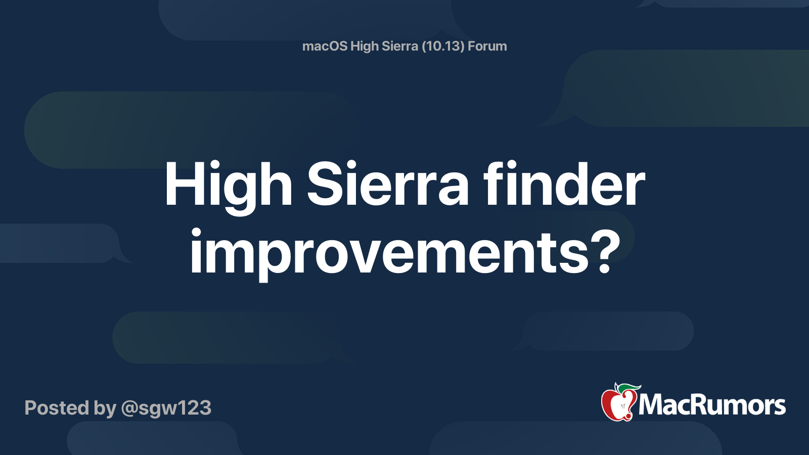 High Sierra finder improvements? | MacRumors Forums
