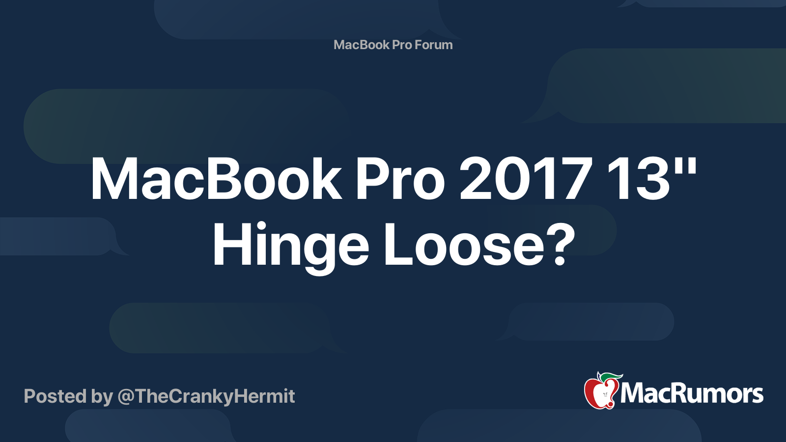 MacBook Pro 2017 13" Hinge Loose? MacRumors Forums