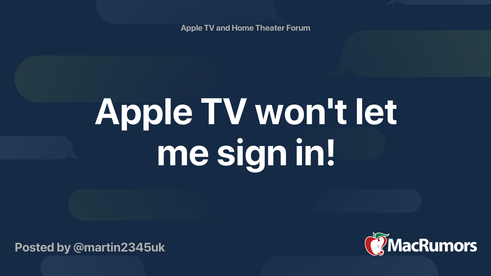 Apple TV won't let me sign in! | MacRumors Forums