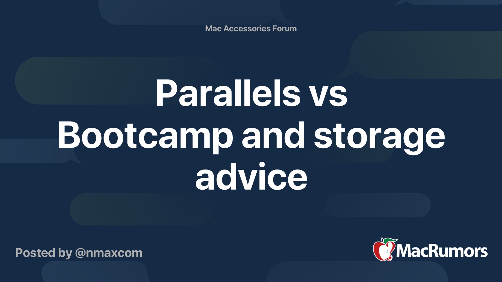 Parallels vs Bootcamp and storage advice MacRumors Forums