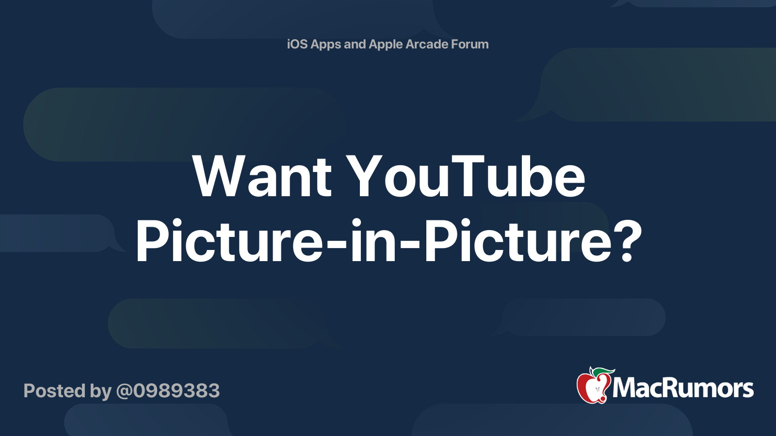 Want YouTube PictureinPicture? MacRumors Forums