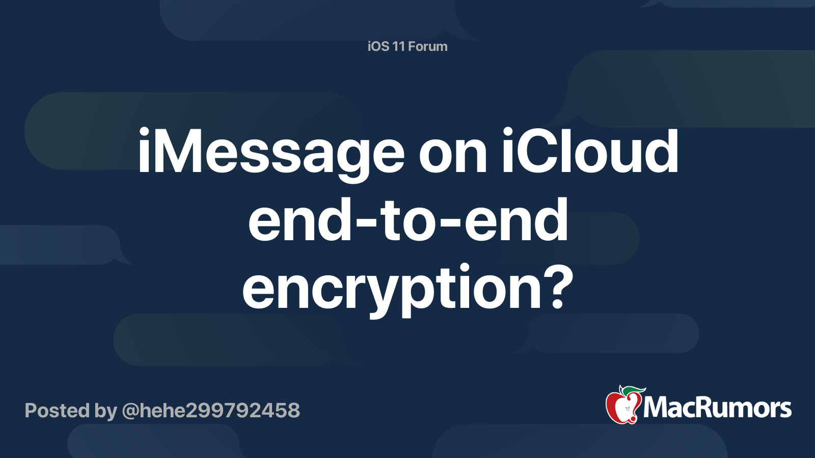 iMessage on iCloud endtoend encryption? MacRumors Forums