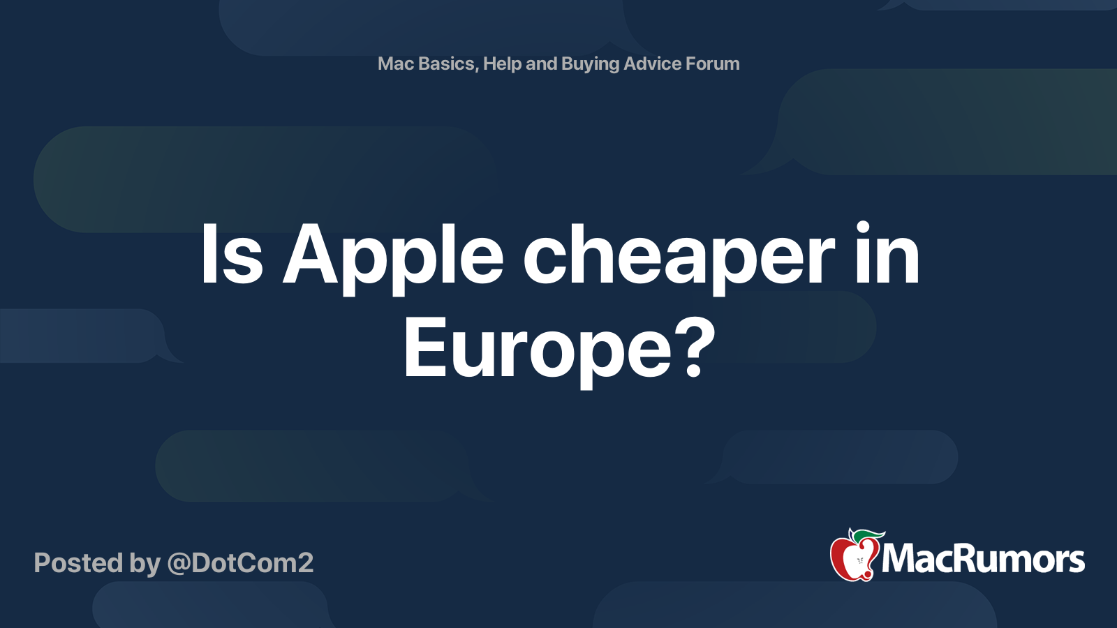 Is Apple cheaper in Europe? MacRumors Forums
