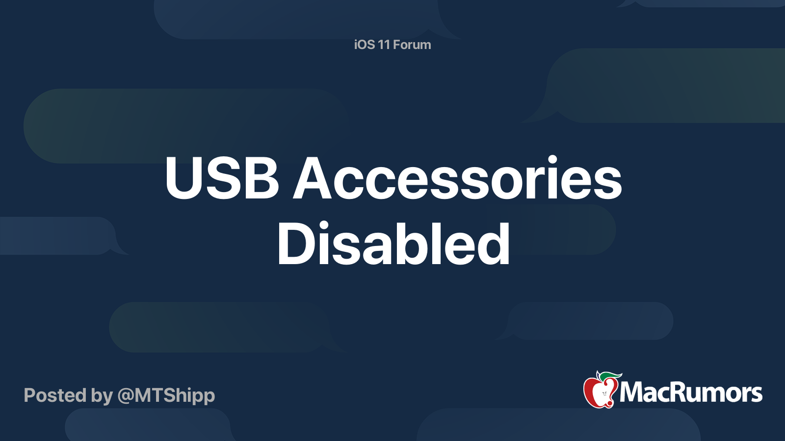 USB Accessories Disabled MacRumors Forums