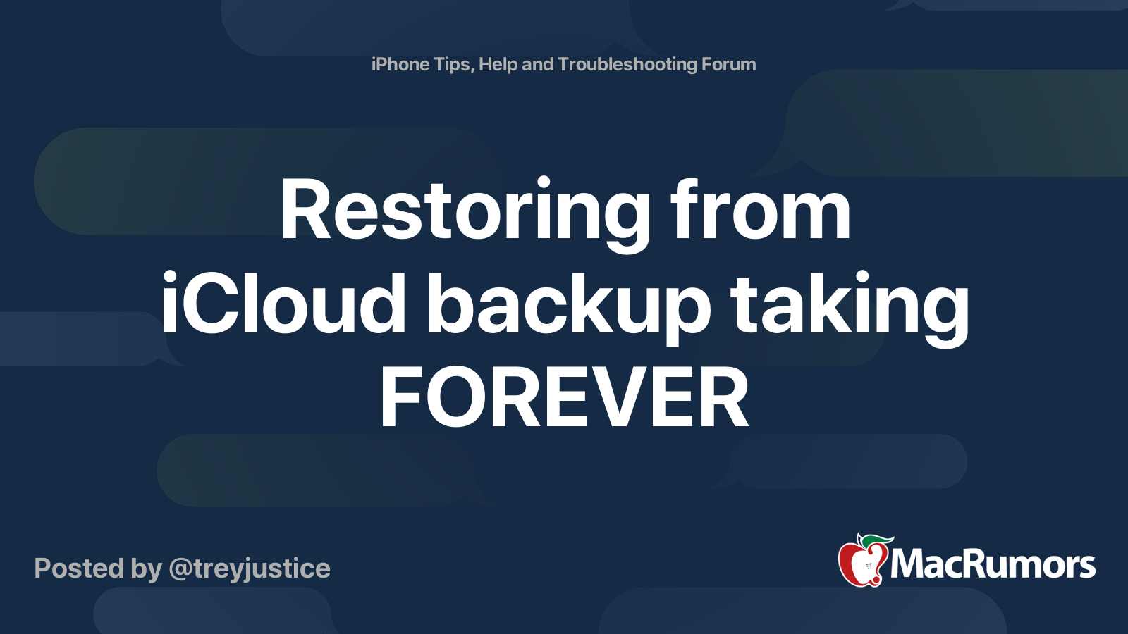 Restoring from iCloud backup taking FOREVER MacRumors Forums