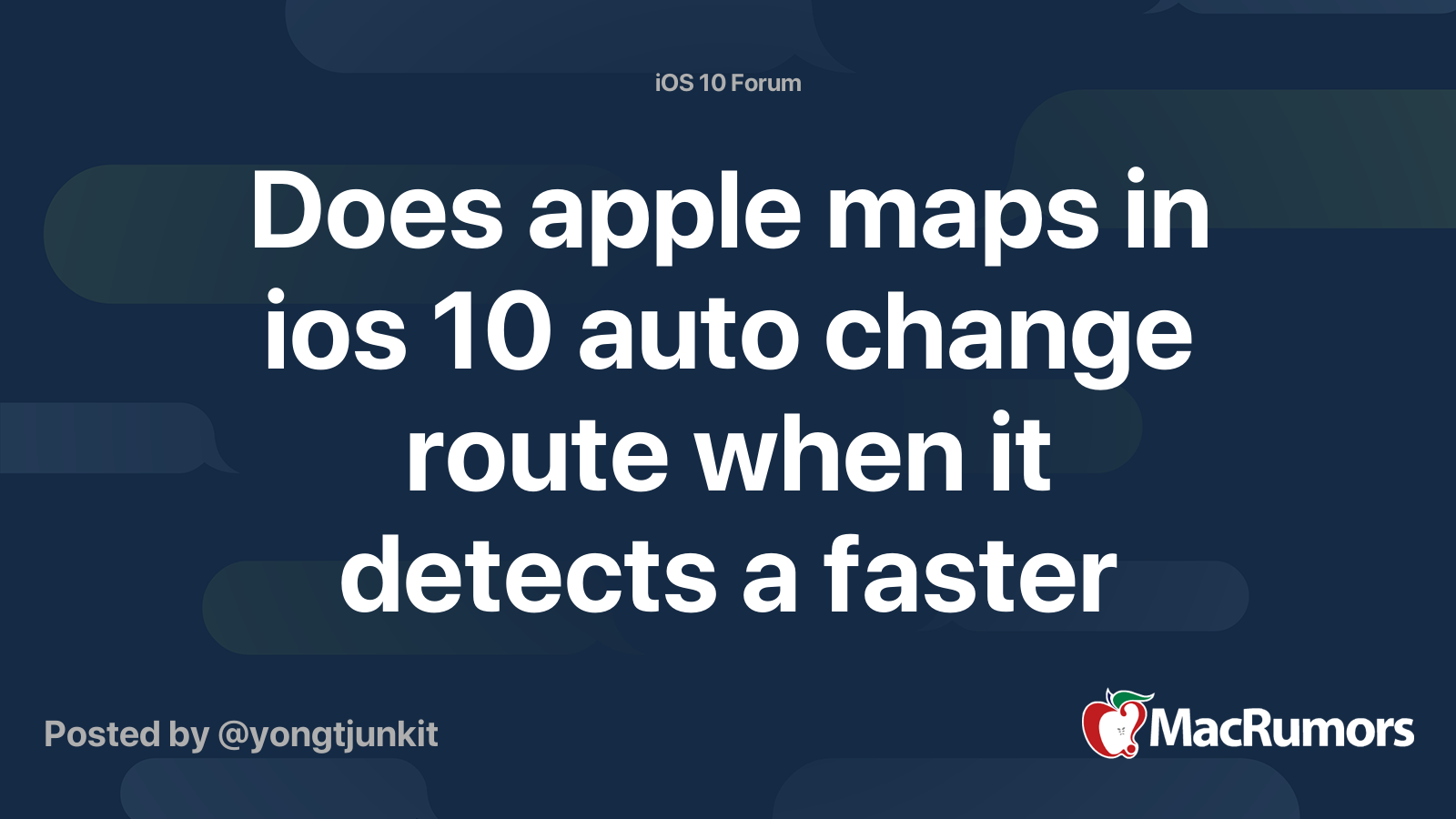 Does apple maps in ios 10 auto change route when it detects a faster