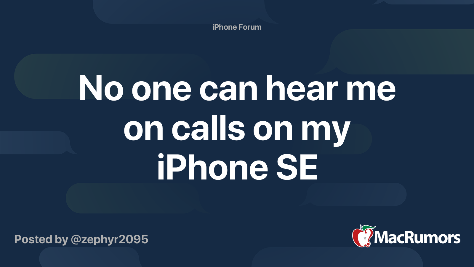 No one can hear me on calls on my iPhone SE | MacRumors Forums