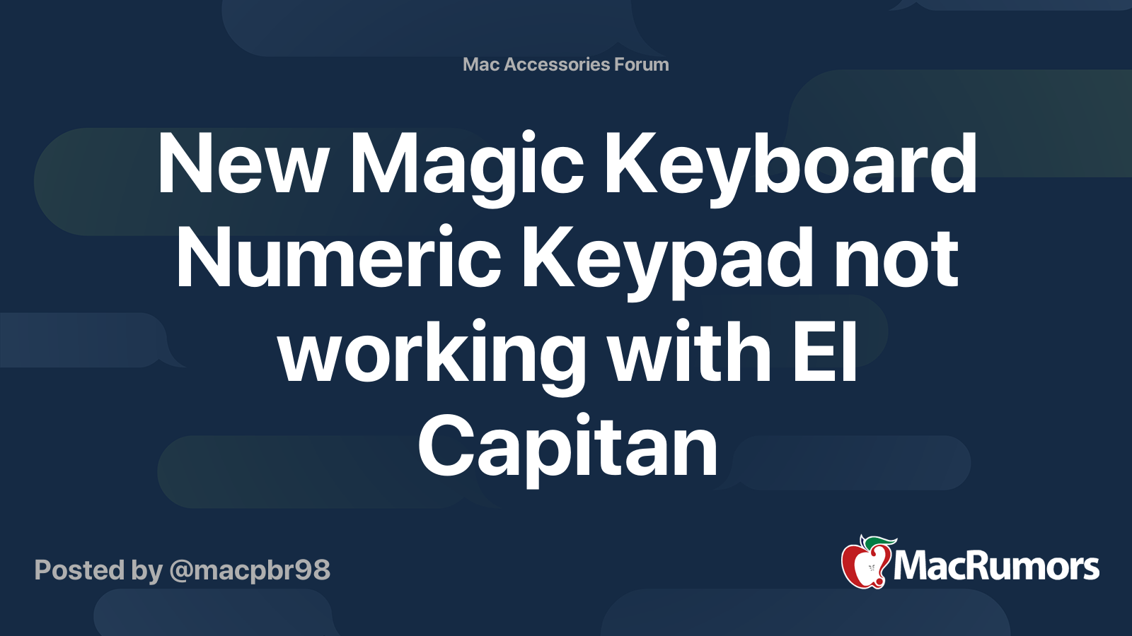 New Magic Keyboard Numeric Keypad not working with El Capitan