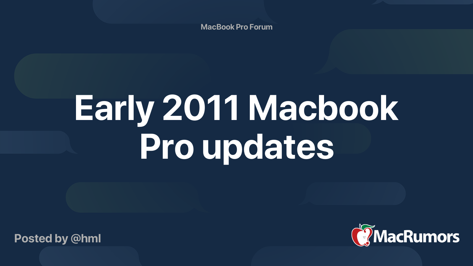 Early 2011 Macbook Pro updates | MacRumors Forums