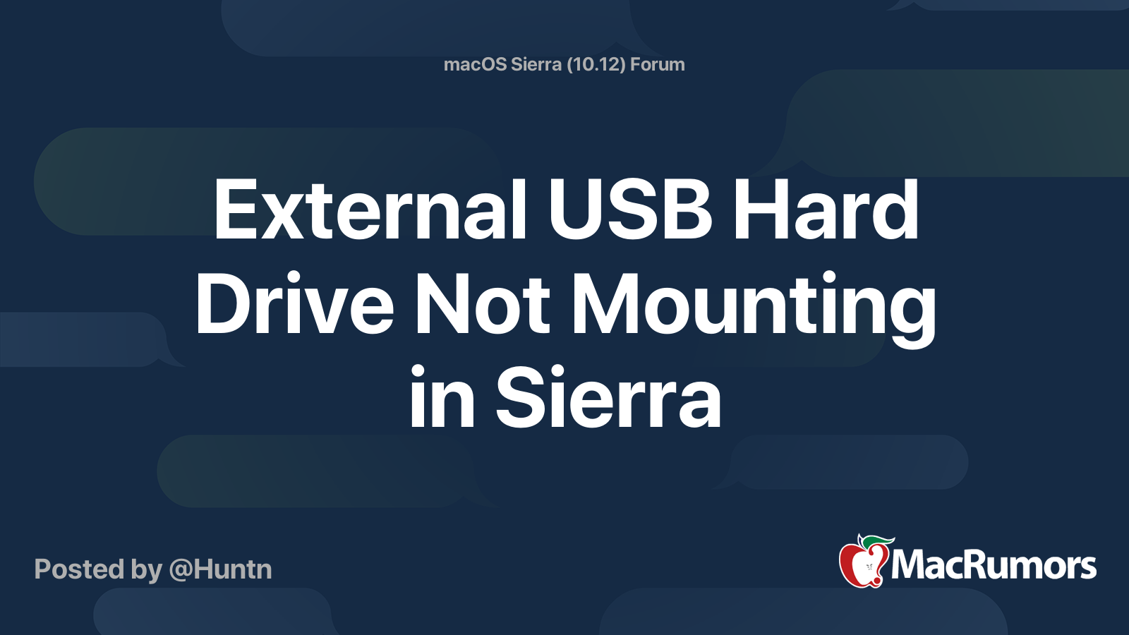 External USB Hard Drive Not Mounting in Sierra MacRumors Forums