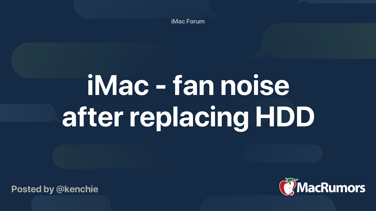 iMac fan noise after replacing HDD MacRumors Forums