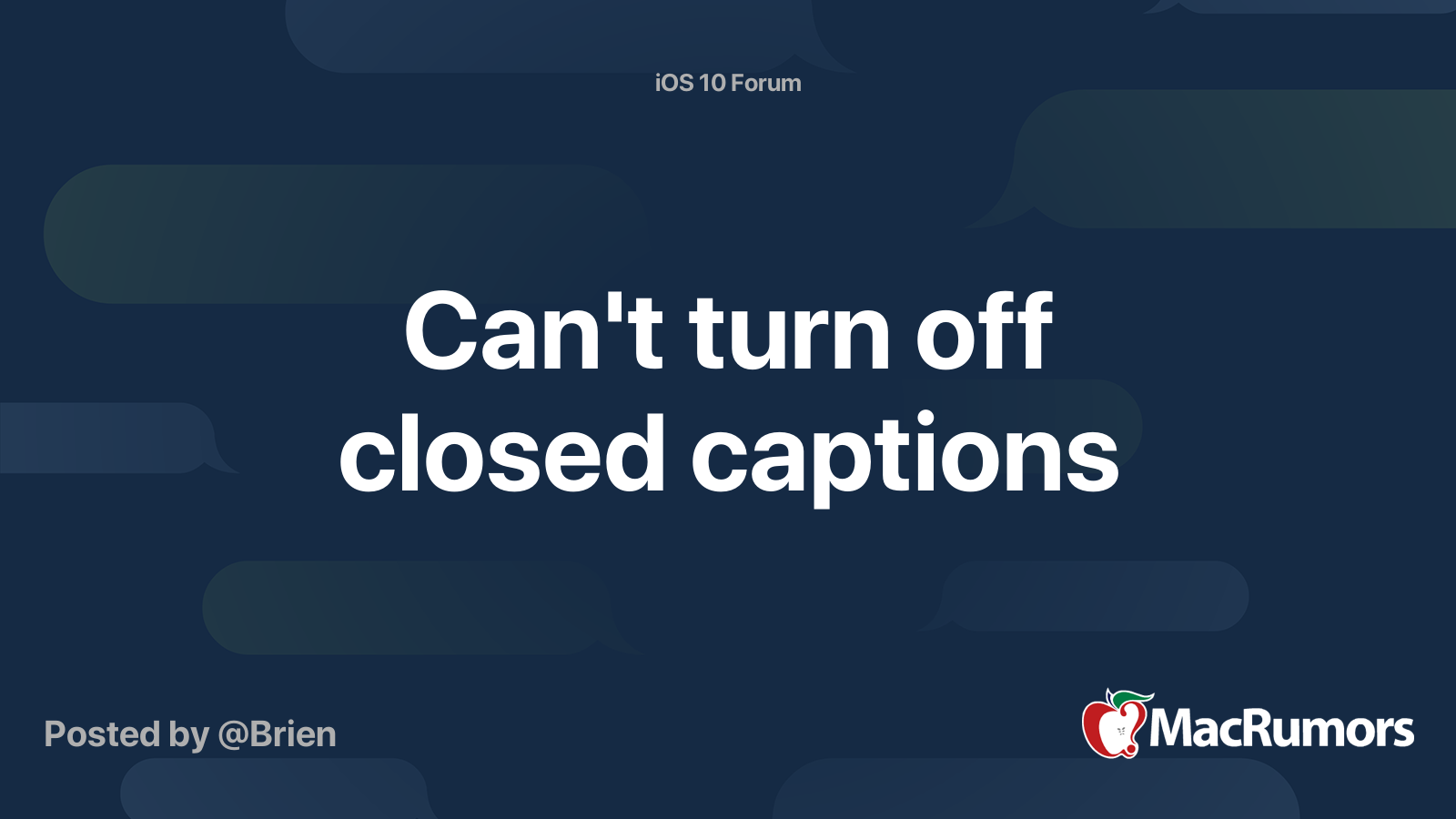 Can t Turn Off Closed Captions MacRumors Forums