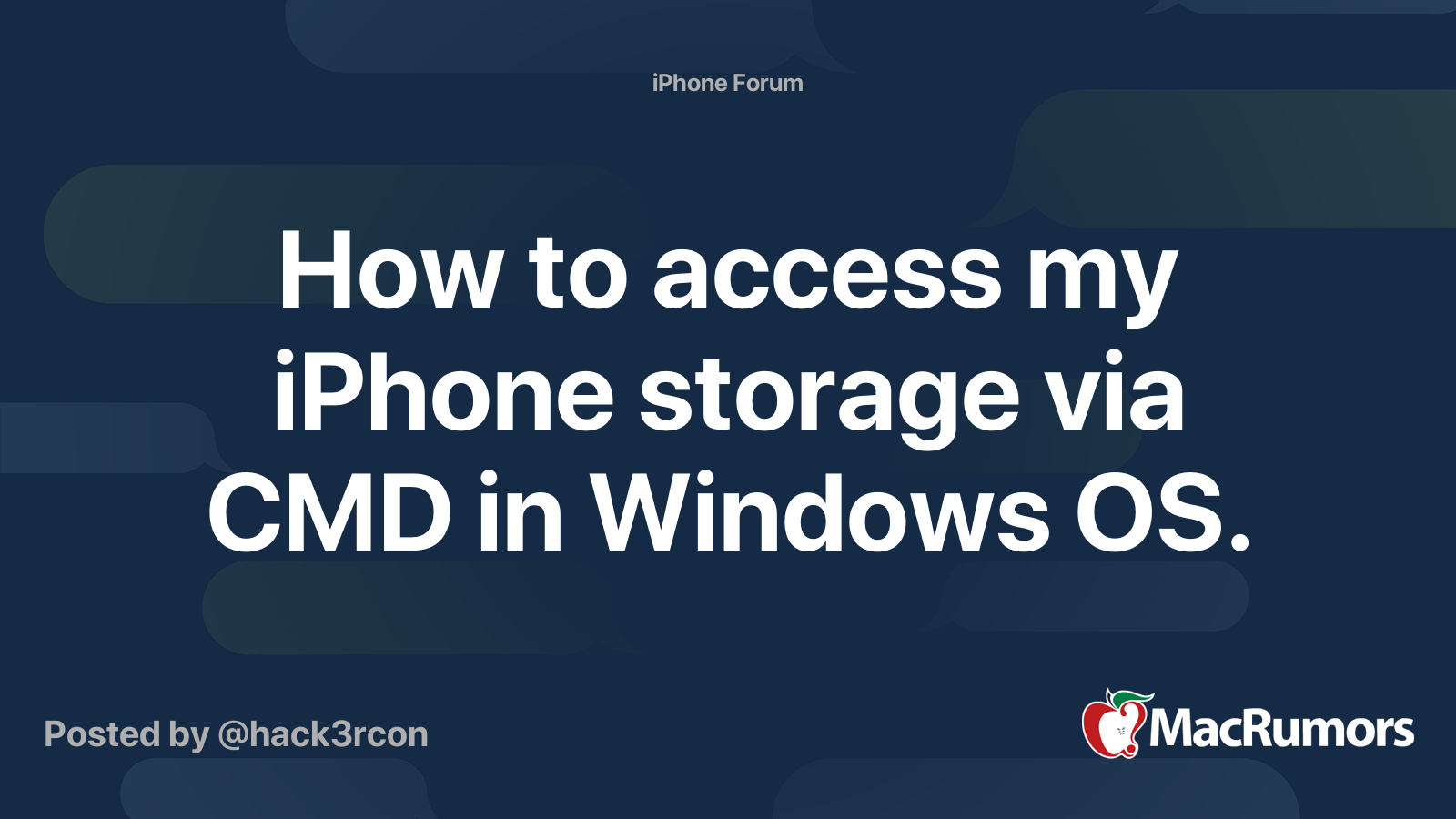 How to access my iPhone storage via CMD in Windows OS. MacRumors Forums