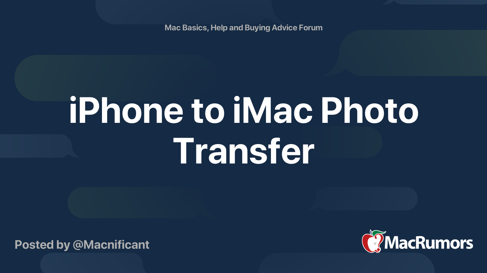 iPhone to iMac Photo Transfer | MacRumors Forums