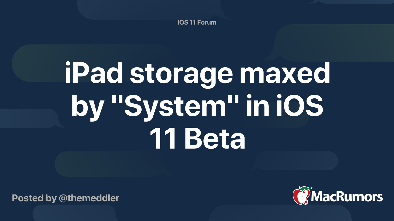 iPad storage maxed by "System" in iOS 11 Beta MacRumors Forums