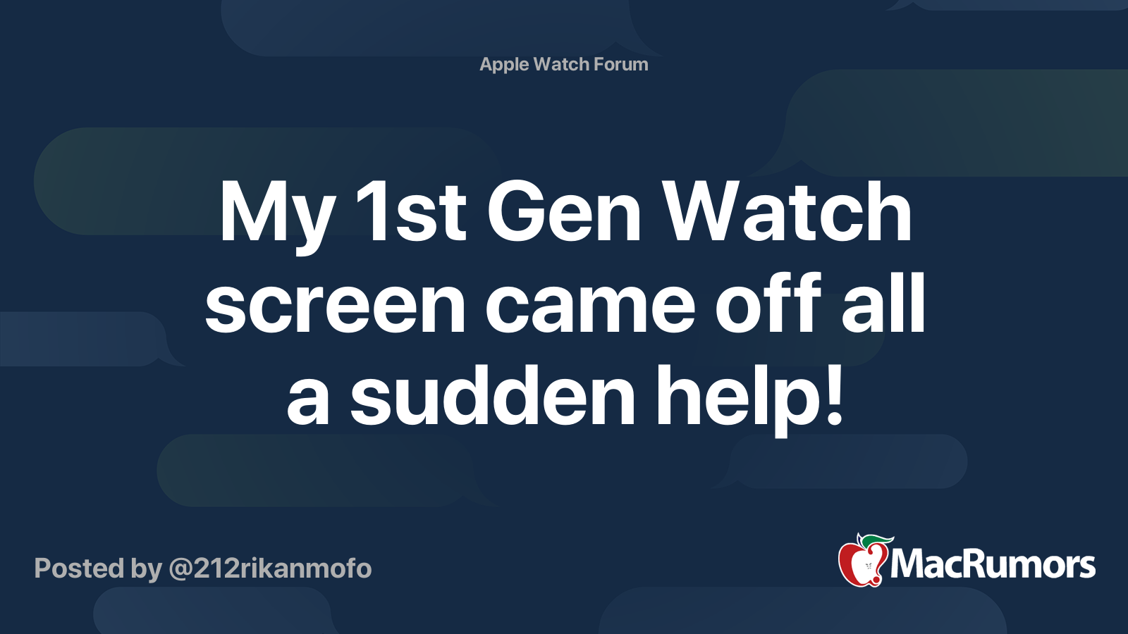 My 1st Gen Watch screen came off all a sudden help MacRumors Forums