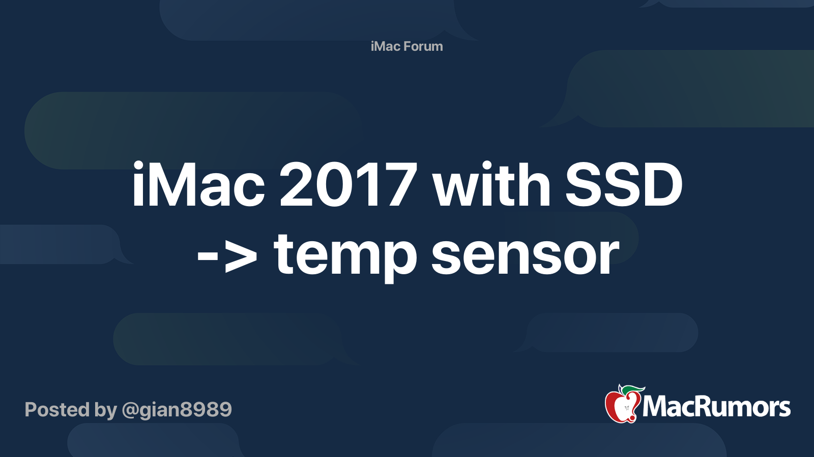 iMac 2017 with SSD -> temp sensor | MacRumors Forums