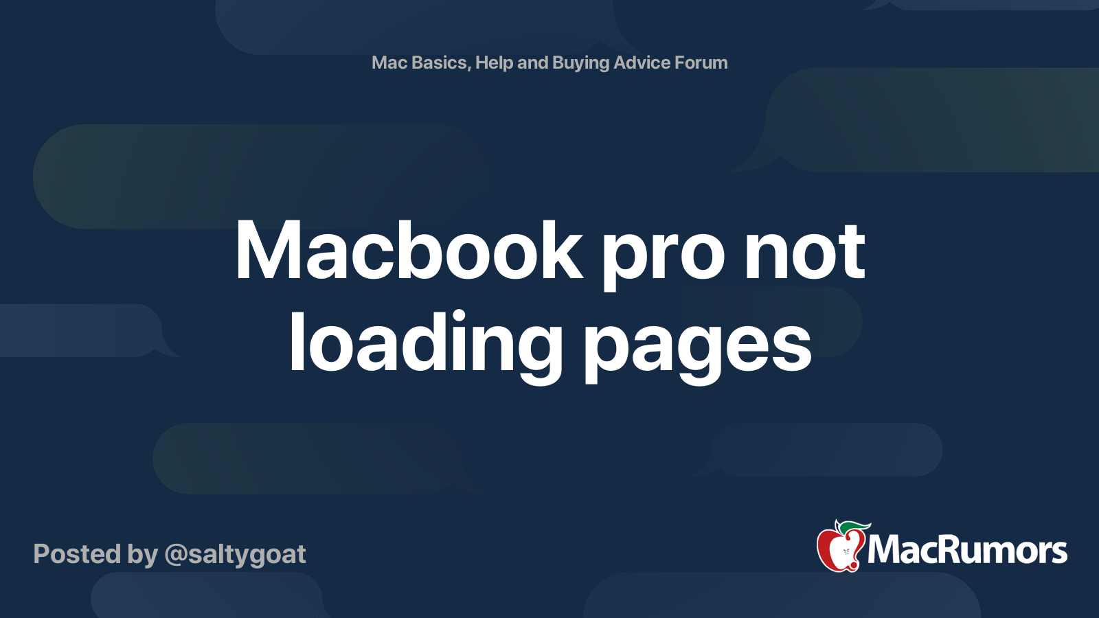 Macbook pro not loading pages | MacRumors Forums