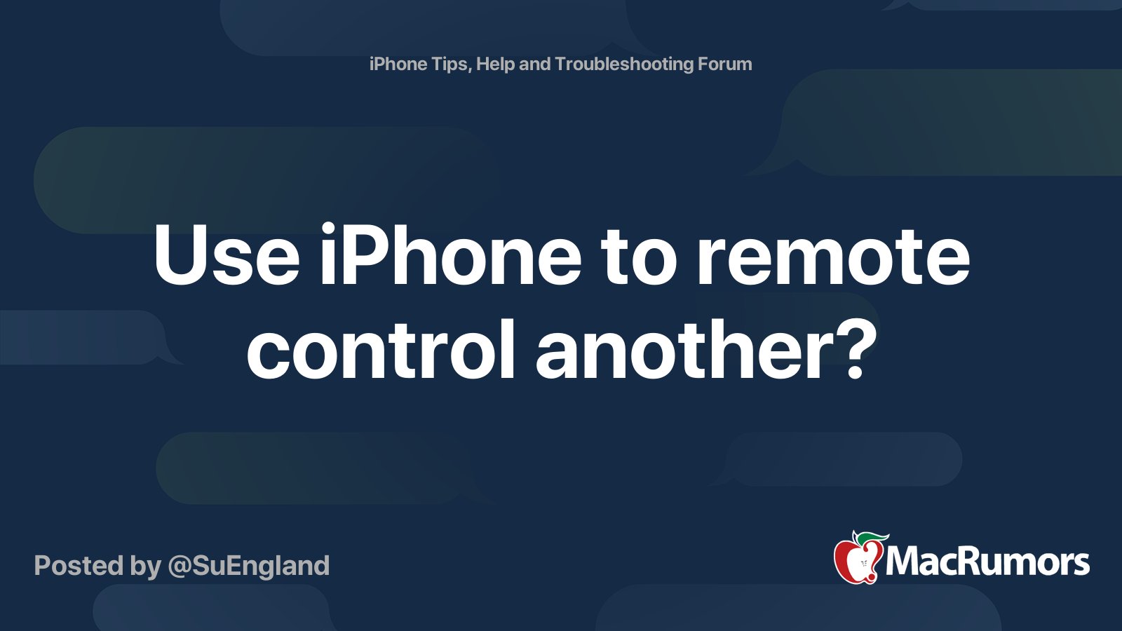 Use iPhone to remote control another? MacRumors Forums
