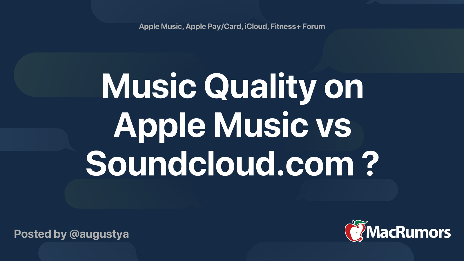 Music Quality on Apple Music vs ? MacRumors Forums