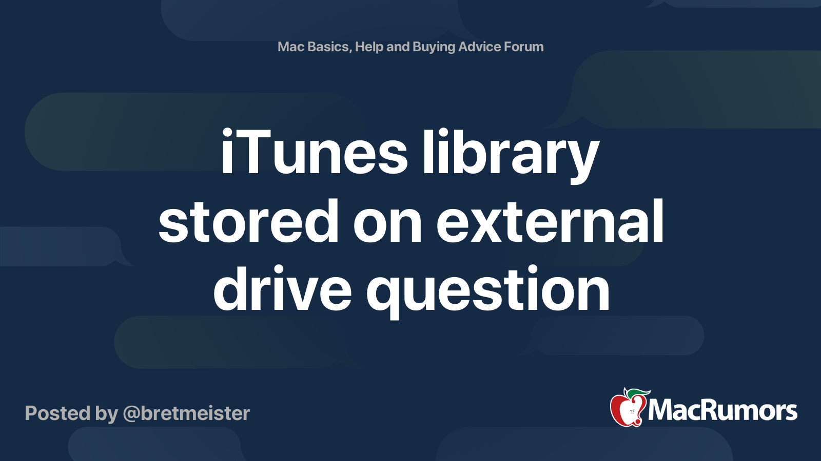iTunes library stored on external drive question MacRumors Forums
