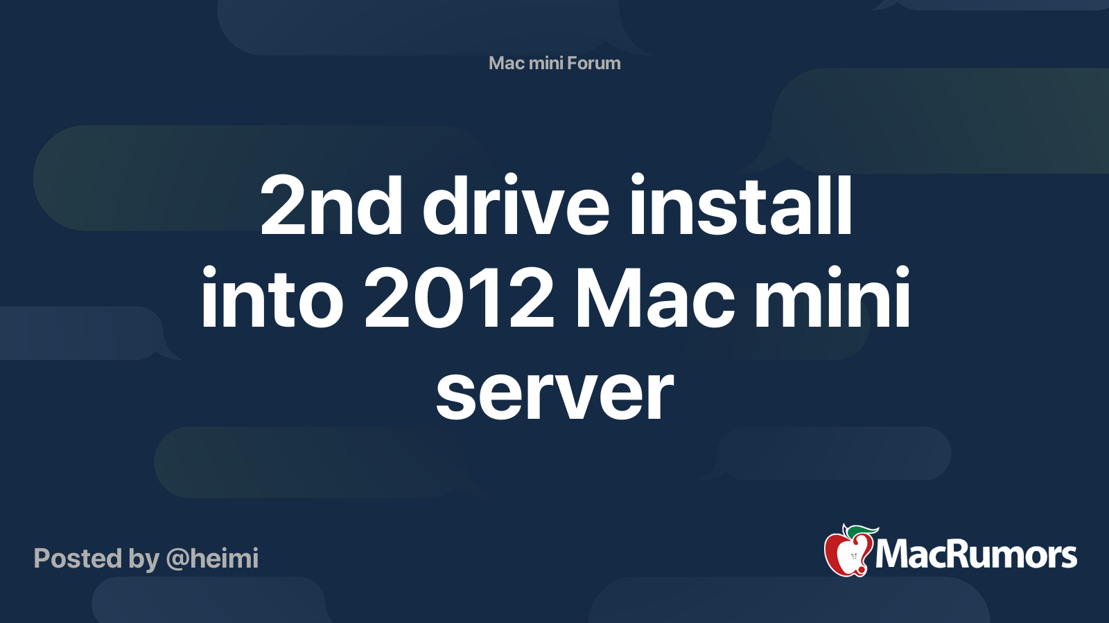2nd drive install into 2012 Mac mini server | MacRumors Forums