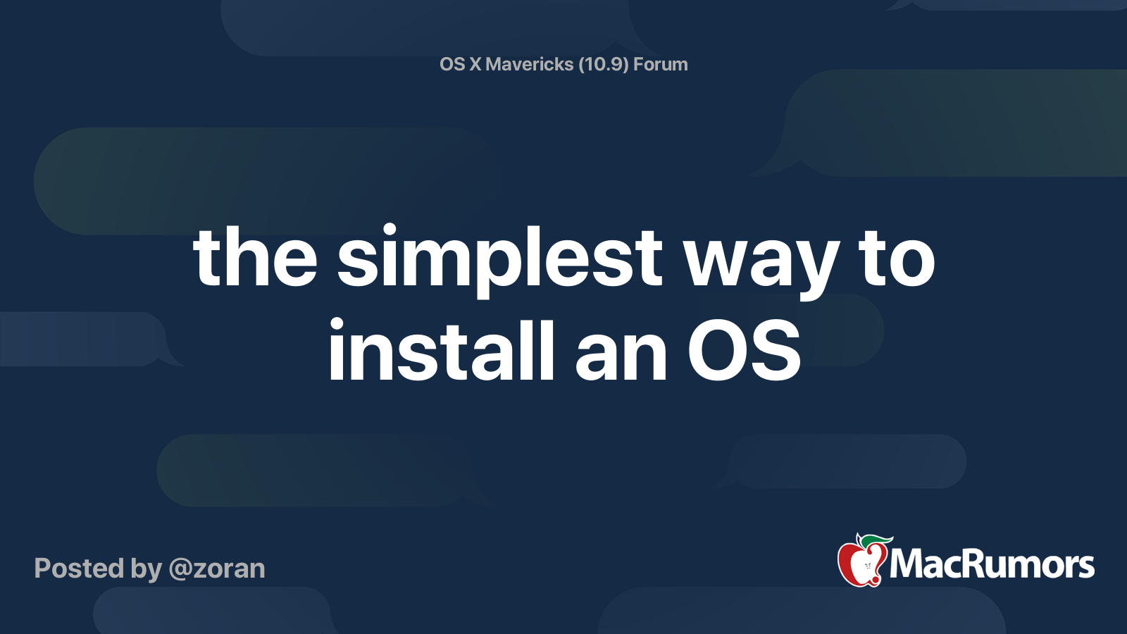 the simplest way to install an OS | MacRumors Forums