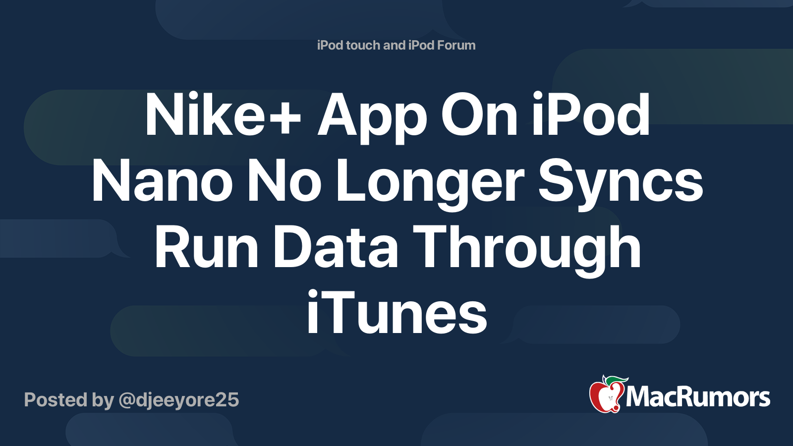 Nike+ App On iPod Nano No Syncs Run Through | MacRumors Forums