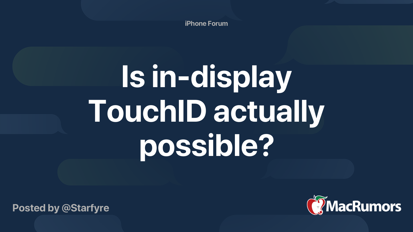 Is in-display TouchID actually possible? | MacRumors Forums