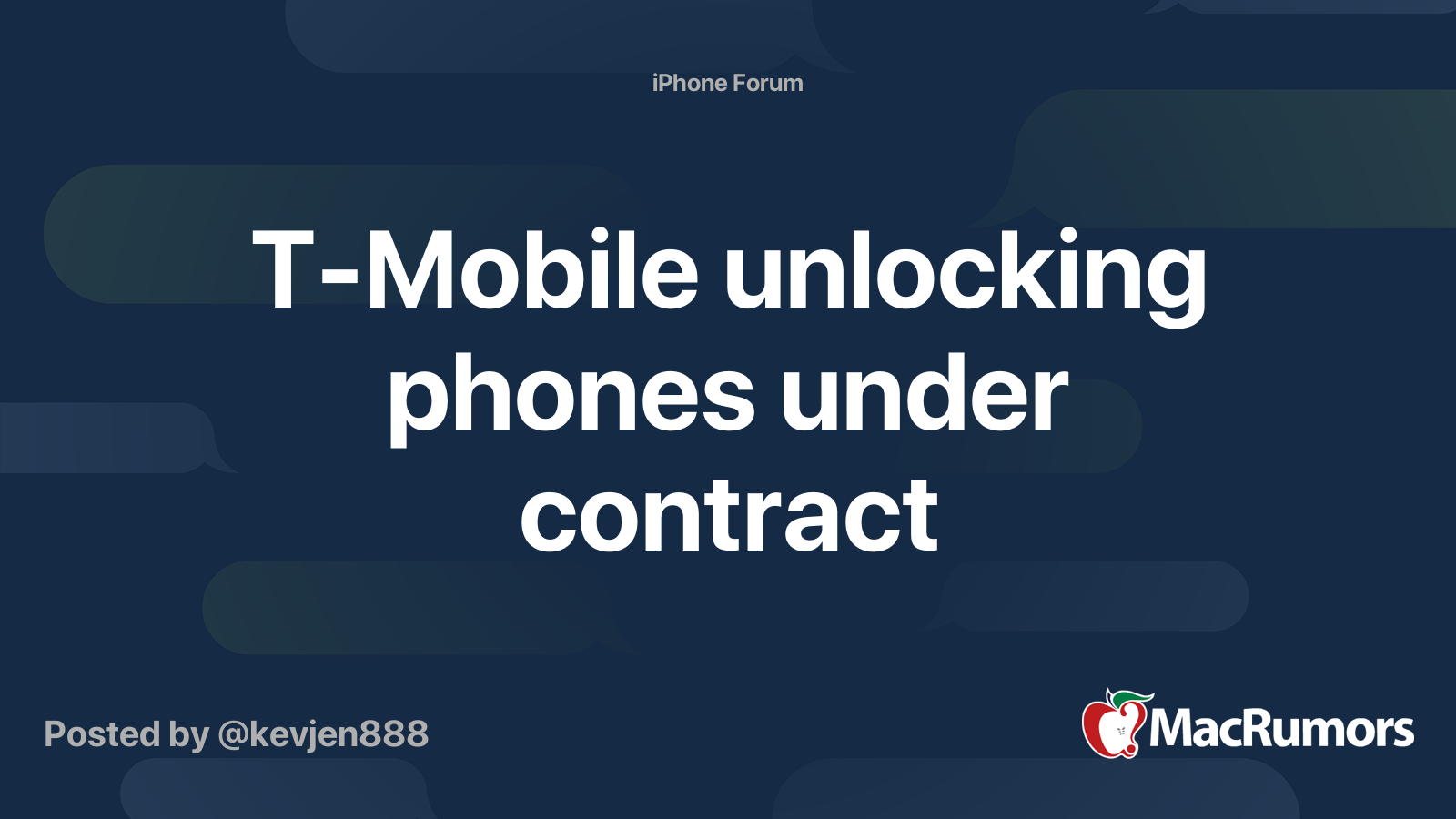 TMobile unlocking phones under contract MacRumors Forums