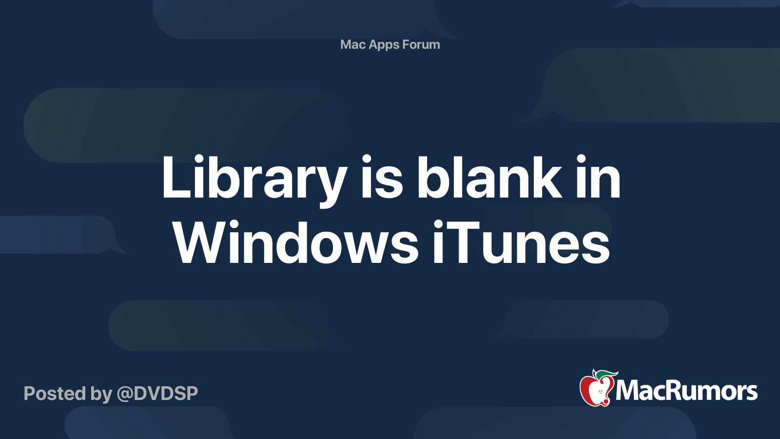 Library is blank in Windows iTunes MacRumors Forums