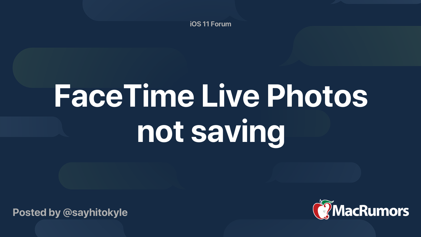 FaceTime Live Photos Not Saving MacRumors Forums