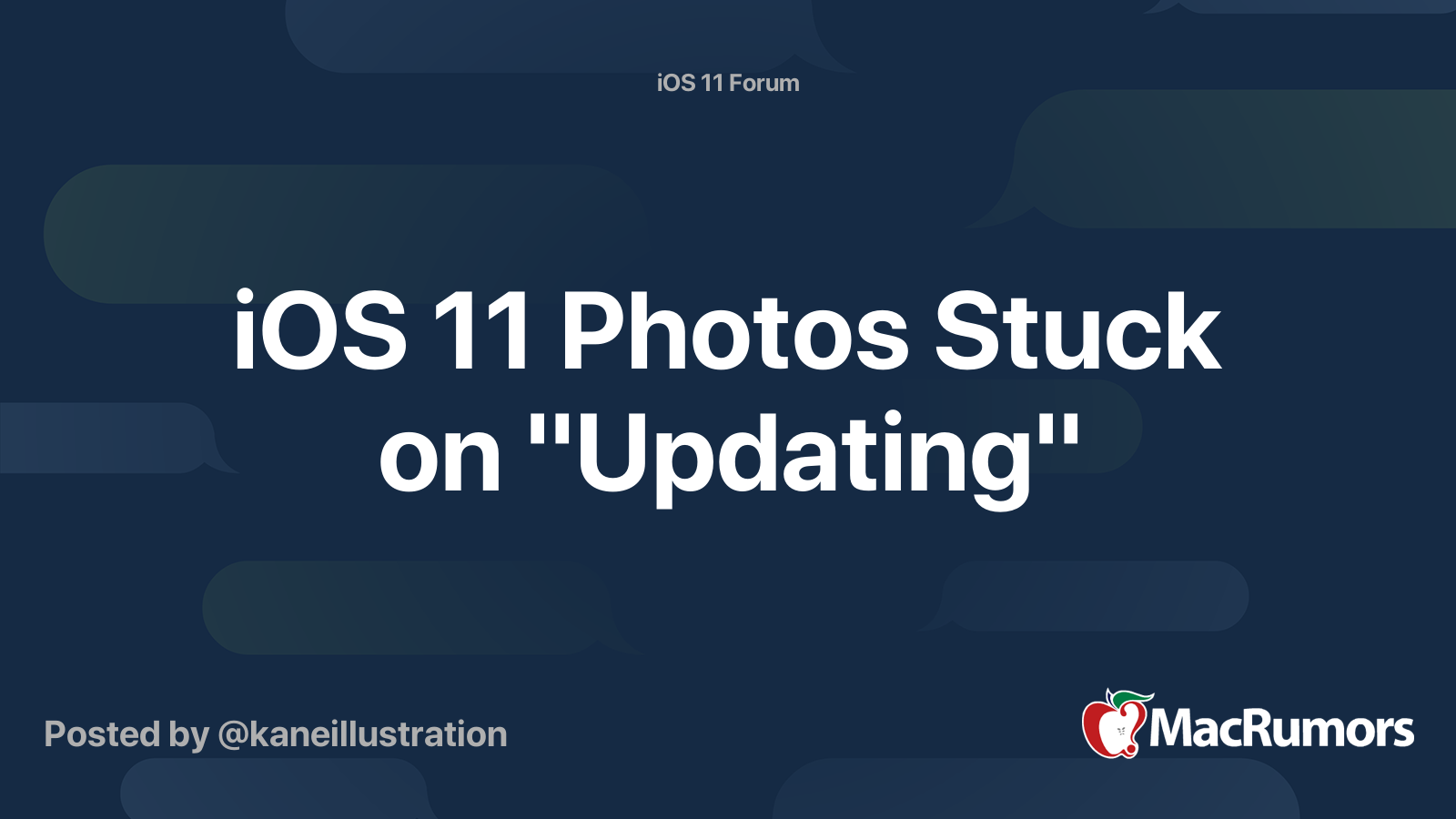 iOS 11 Photos Stuck on "Updating" | MacRumors Forums