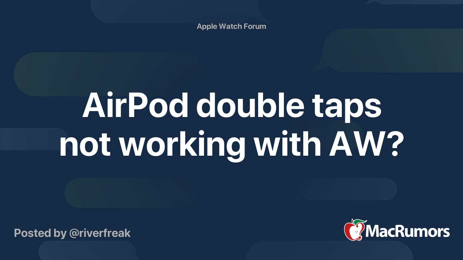 AirPod double taps not working with AW? MacRumors Forums