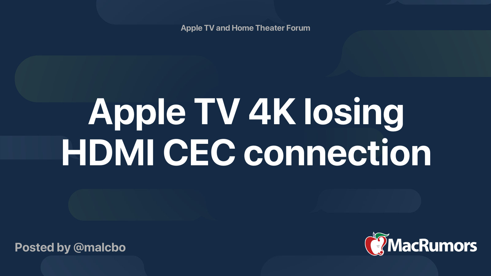 Apple TV 4K HDMI CEC connection | Forums