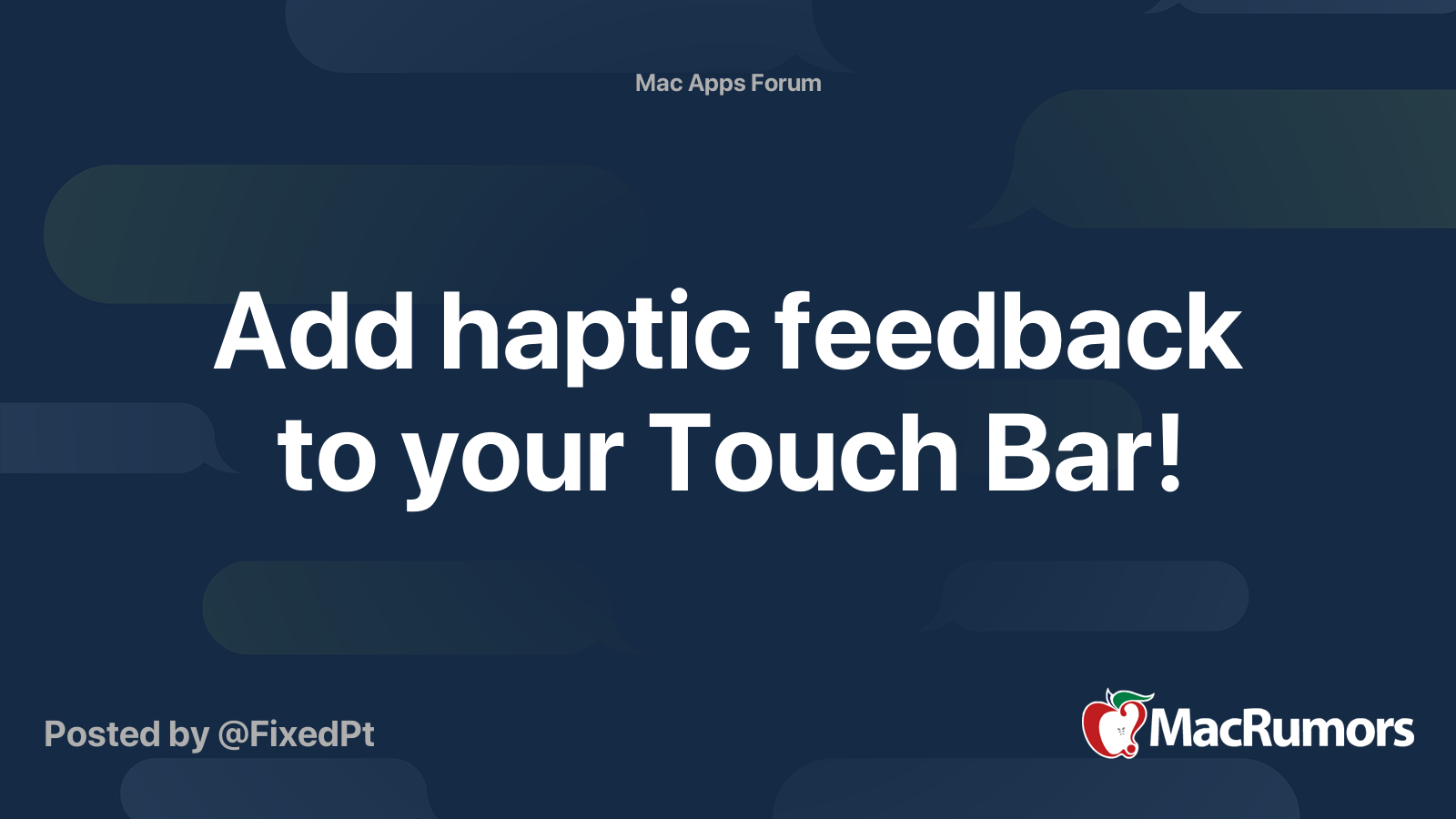 Add haptic feedback to your Touch Bar! MacRumors Forums