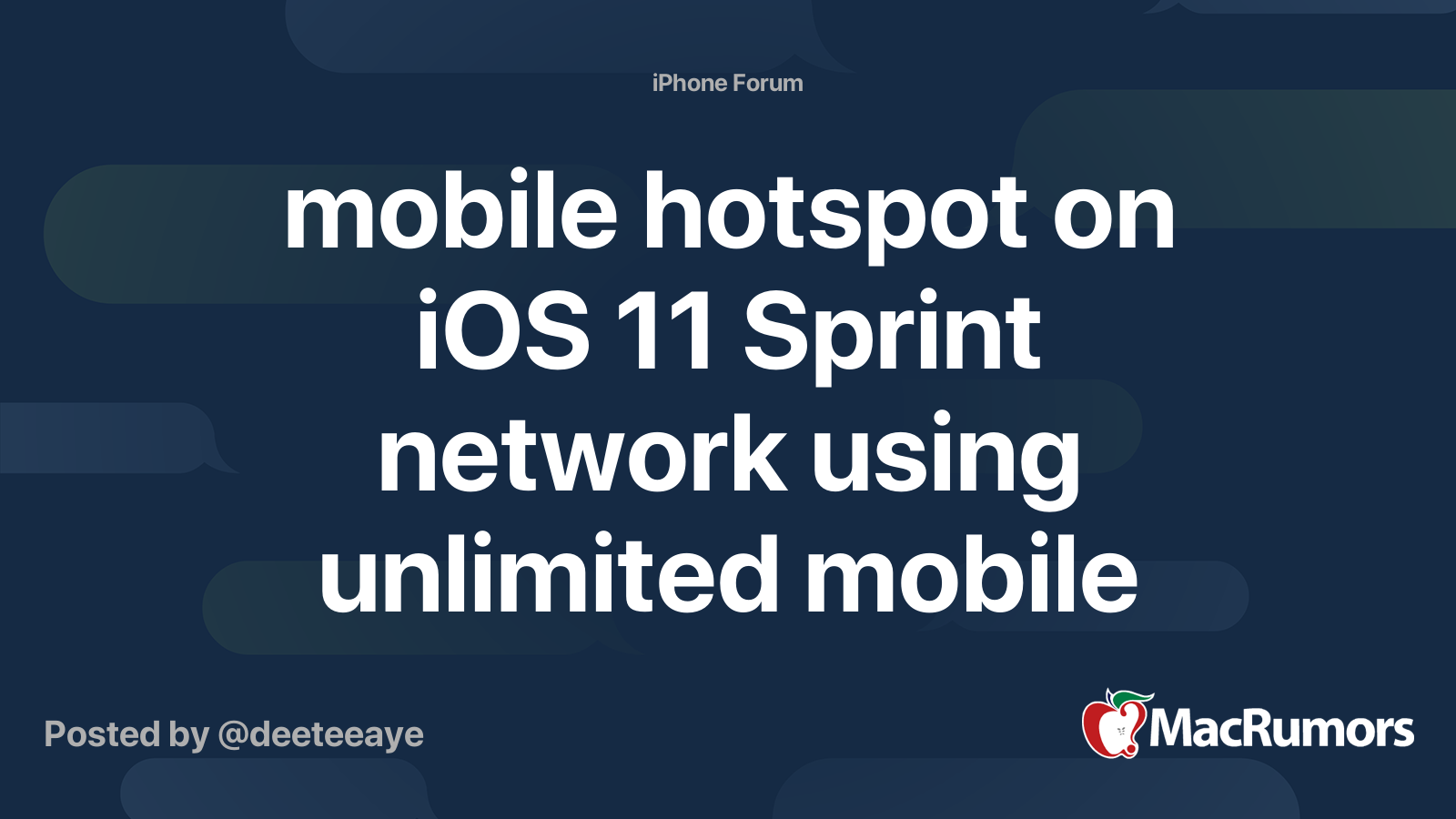 mobile hotspot on iOS 11 Sprint network using unlimited mobile data