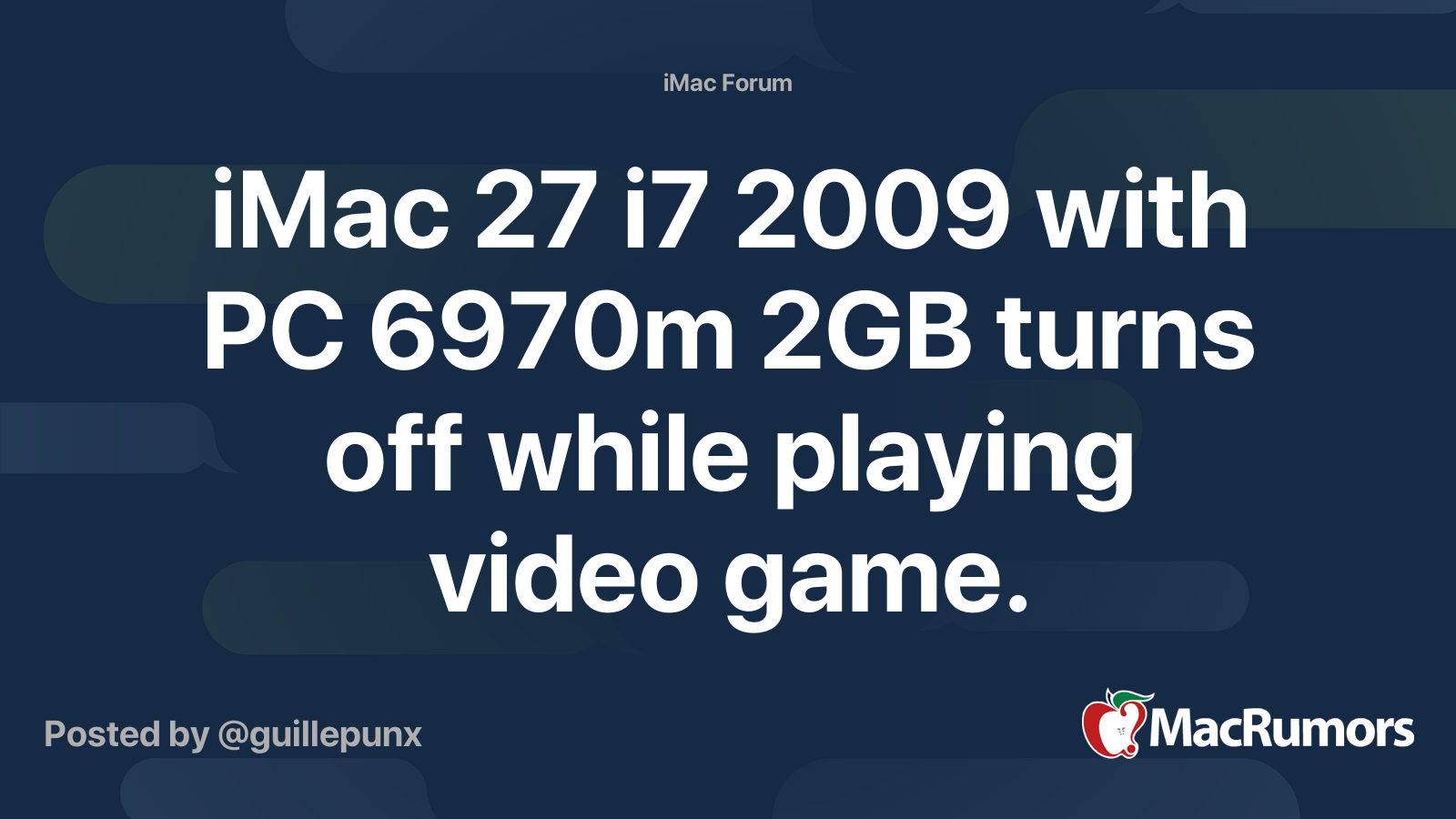 iMac 27 i7 2009 with PC 6970m 2GB turns off while playing video game
