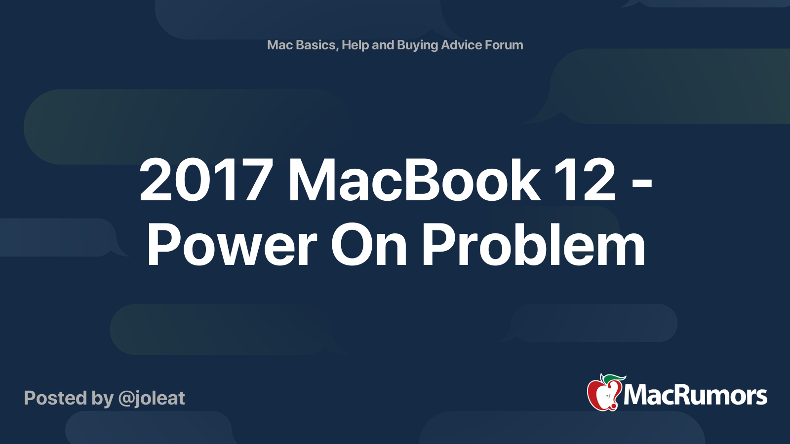 2017 MacBook 12 Power On Problem MacRumors Forums