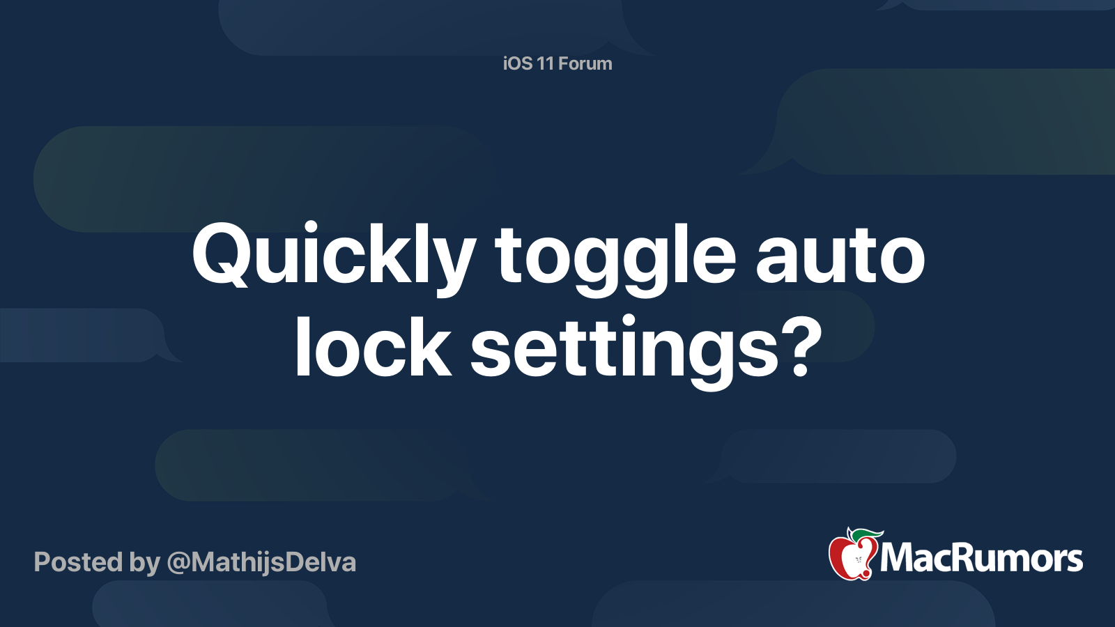 Quickly toggle auto lock settings? MacRumors Forums