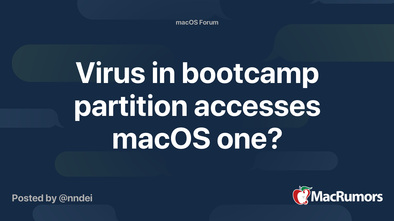 Virus in bootcamp partition accesses macOS one? MacRumors Forums