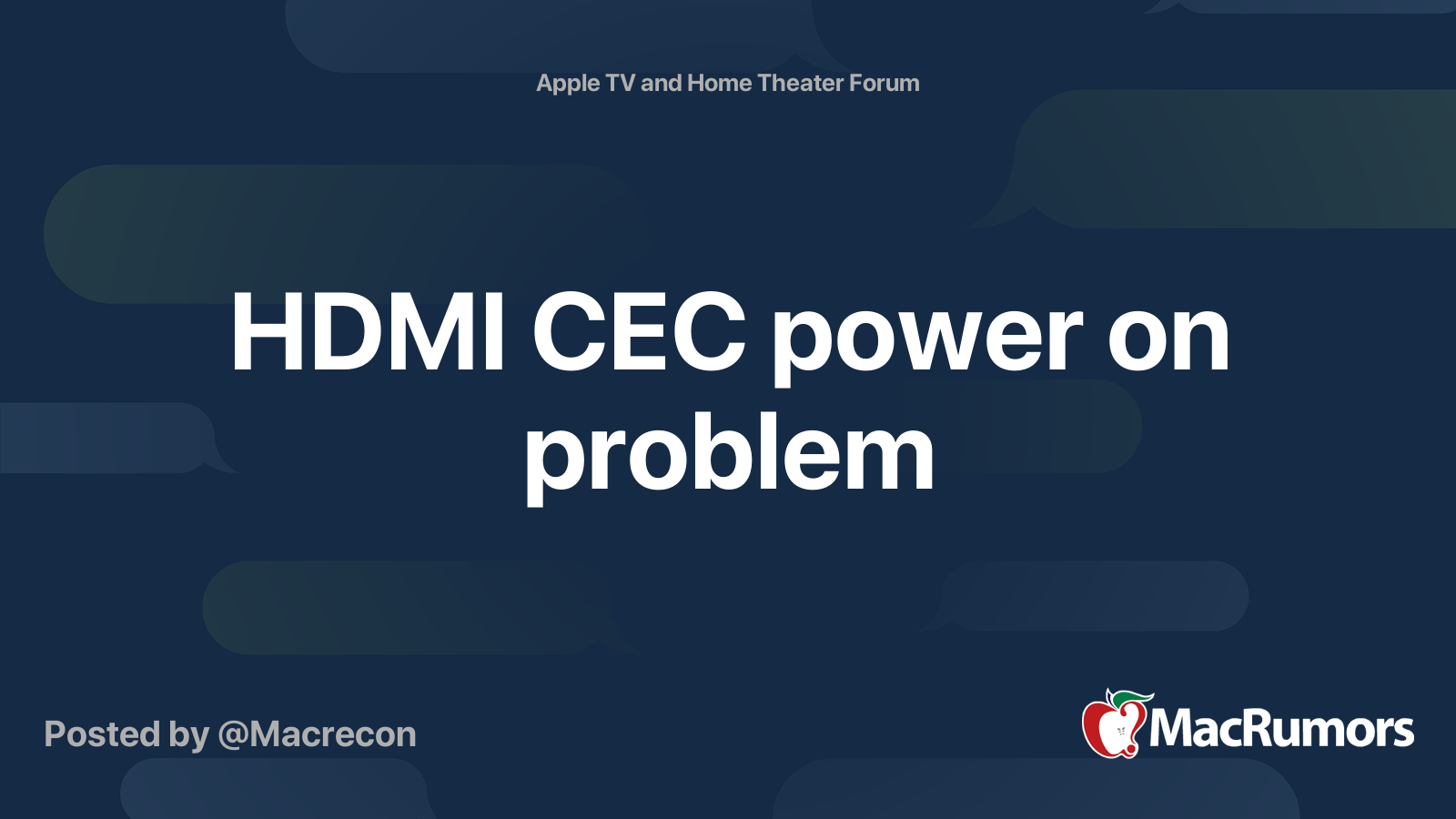 HDMI CEC power on problem MacRumors Forums
