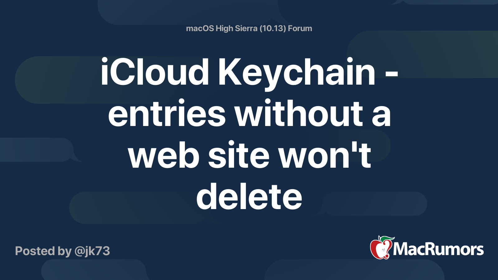 iCloud Keychain entries without a web site won't delete MacRumors