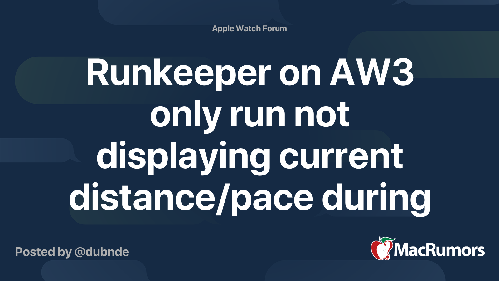 Runkeeper on AW3 only run not displaying current distance pace