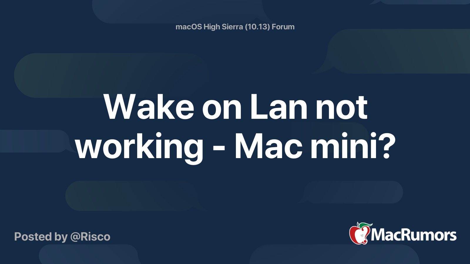 Wake on Lan not working Mac mini? MacRumors Forums