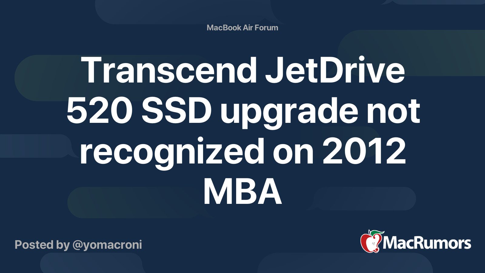 Transcend JetDrive 520 SSD upgrade not recognized on 2012 MBA