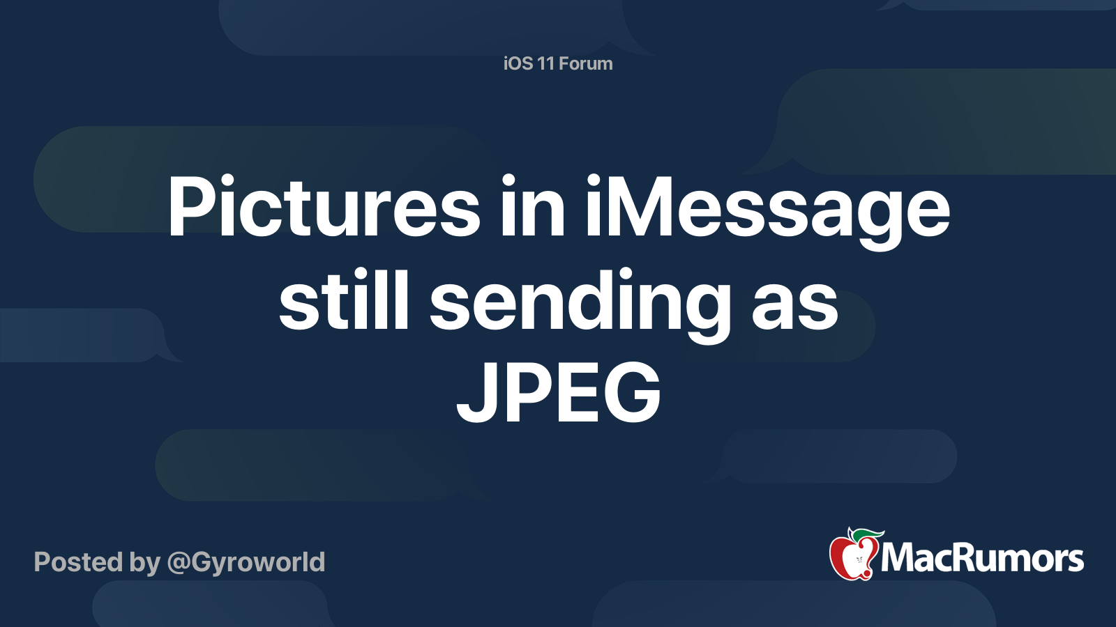 Pictures in iMessage still sending as JPEG | MacRumors Forums