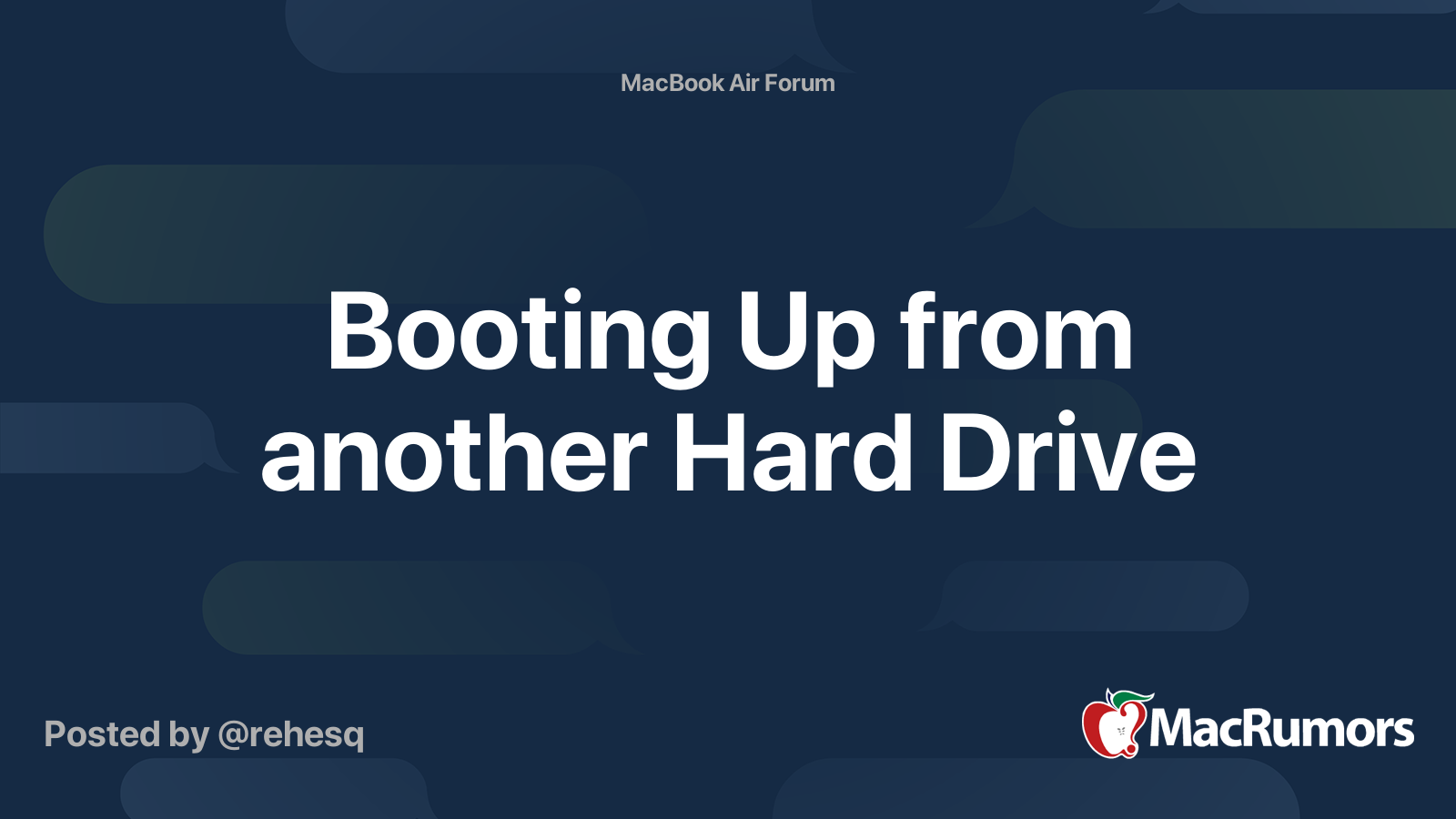 Booting Up From Another Hard Drive MacRumors Forums